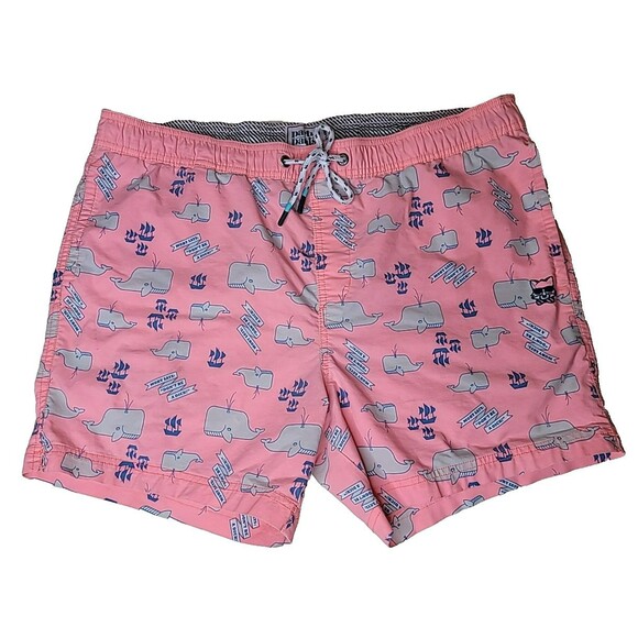 Party Pants Shorts Mens XL Pink Moby Whale Don't Be A‎ Dick Swim Trunks Summer - Picture 1 of 15